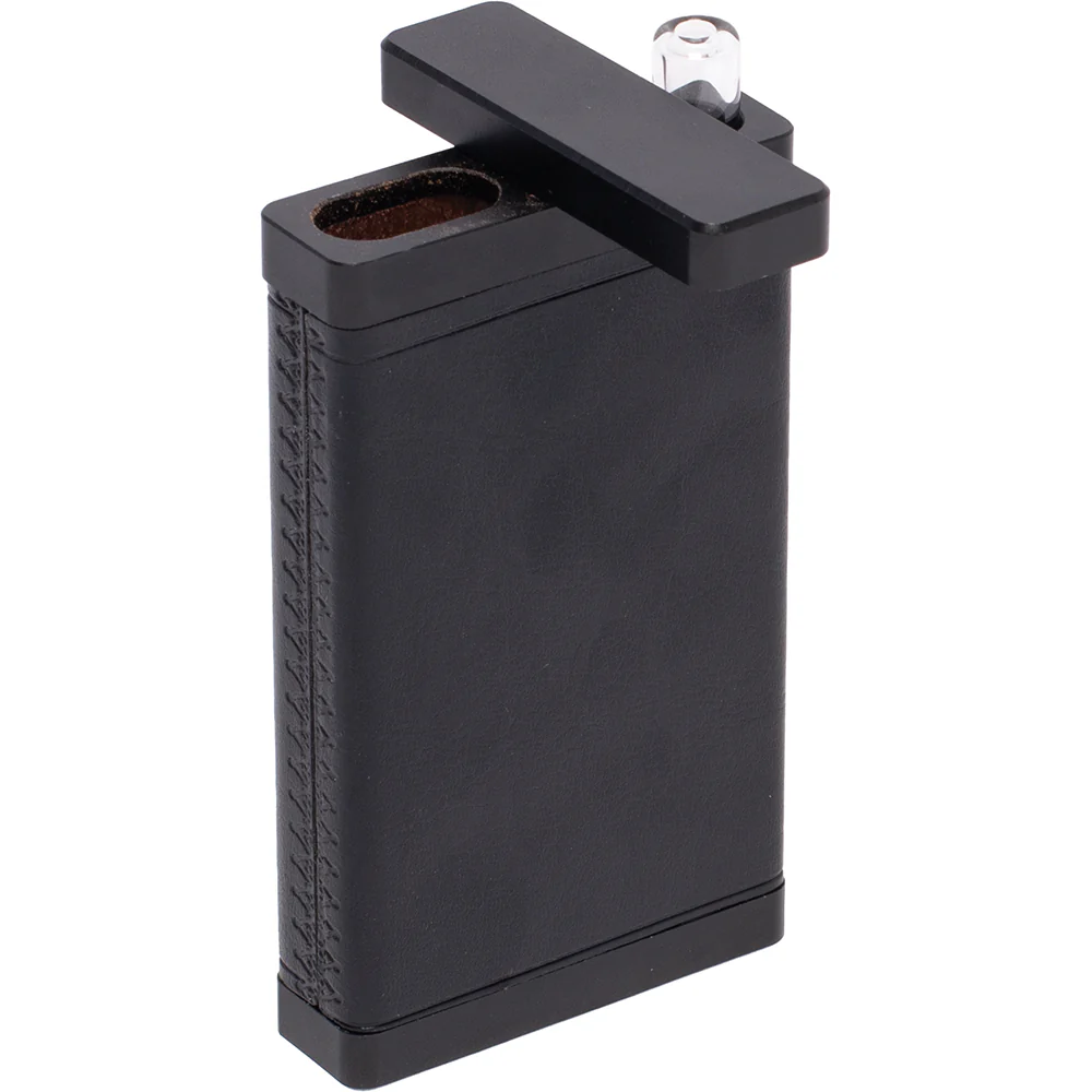 Black Leather & Black Dugout with Glass Chillum - Image 2
