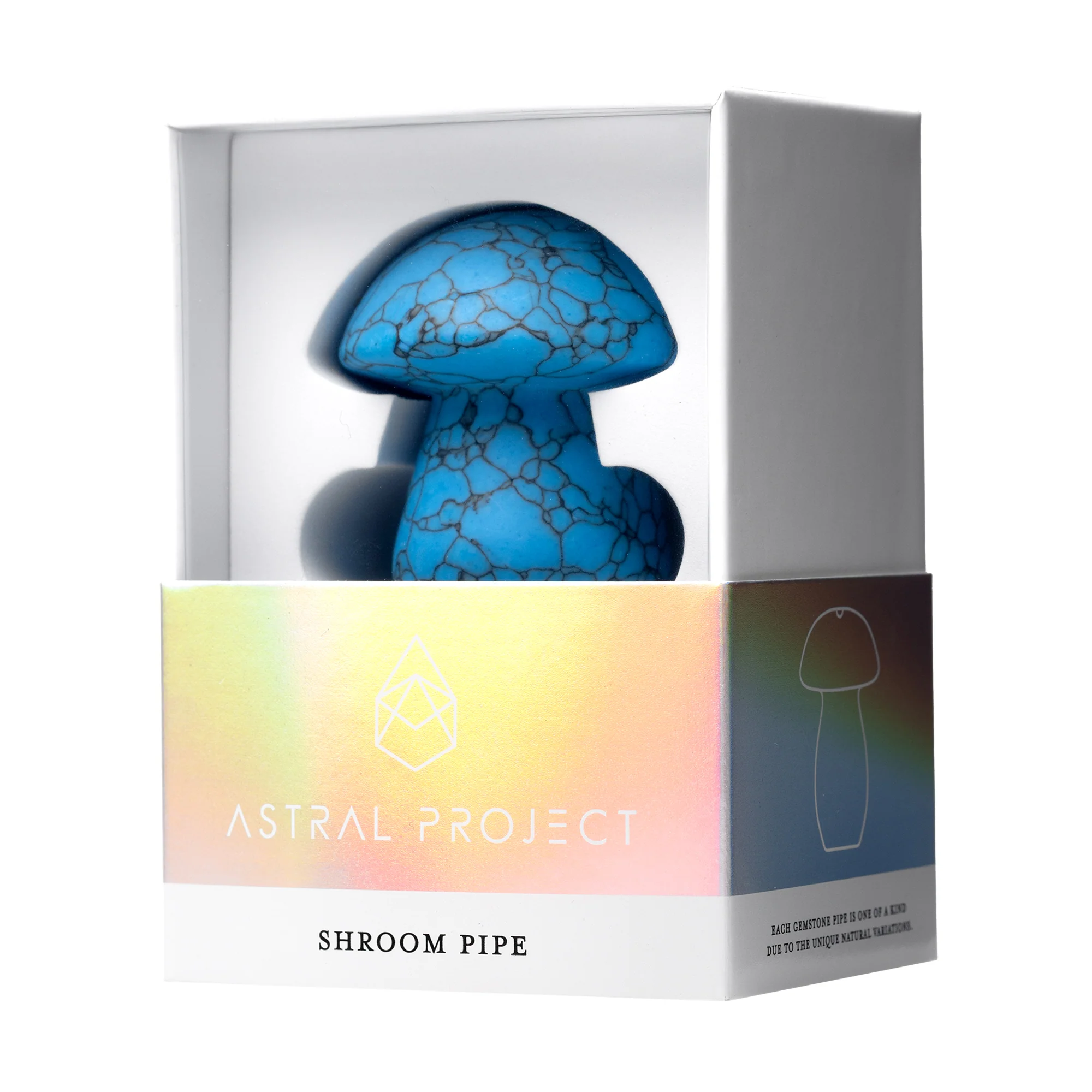 Blue Turquoise Gemstone Mushroom Pipe - Image 5