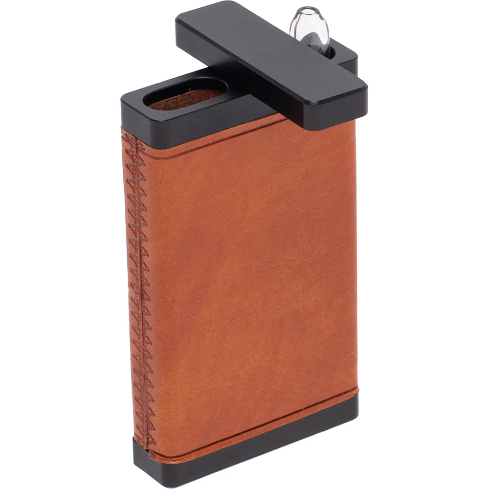 Brown Leather & Black Dugout with Glass Chillum (Copy) - Image 2