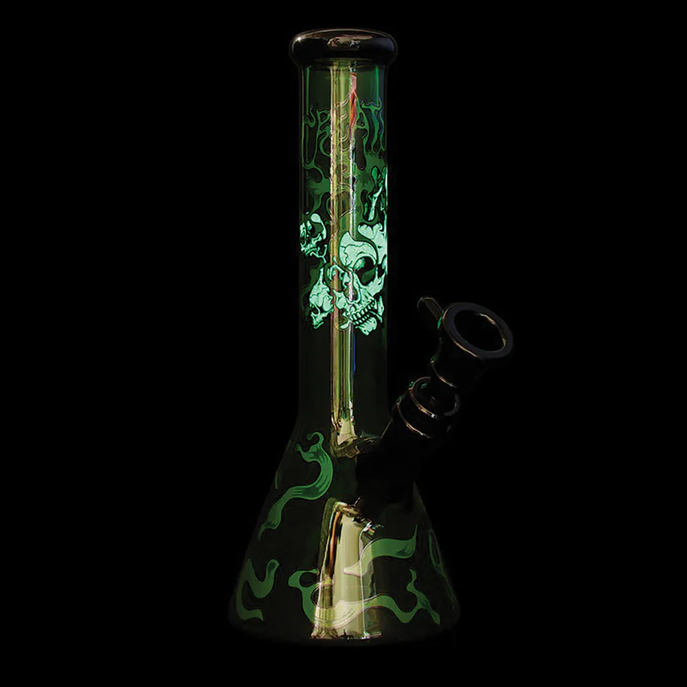 Creature 'Smoking Skulls' 10" Beaker Bong (Glow in the Dark) - Image 2