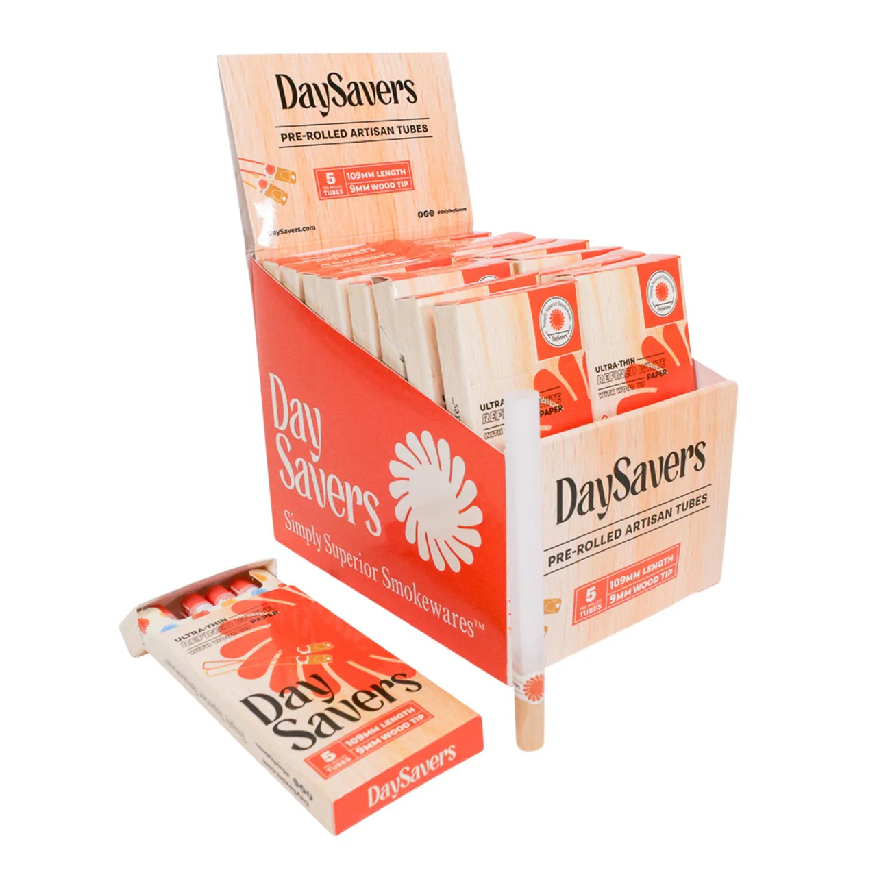 DaySavers Pre-Roll Tubes with Wood Tip (100 Tube/Cones) - Image 4