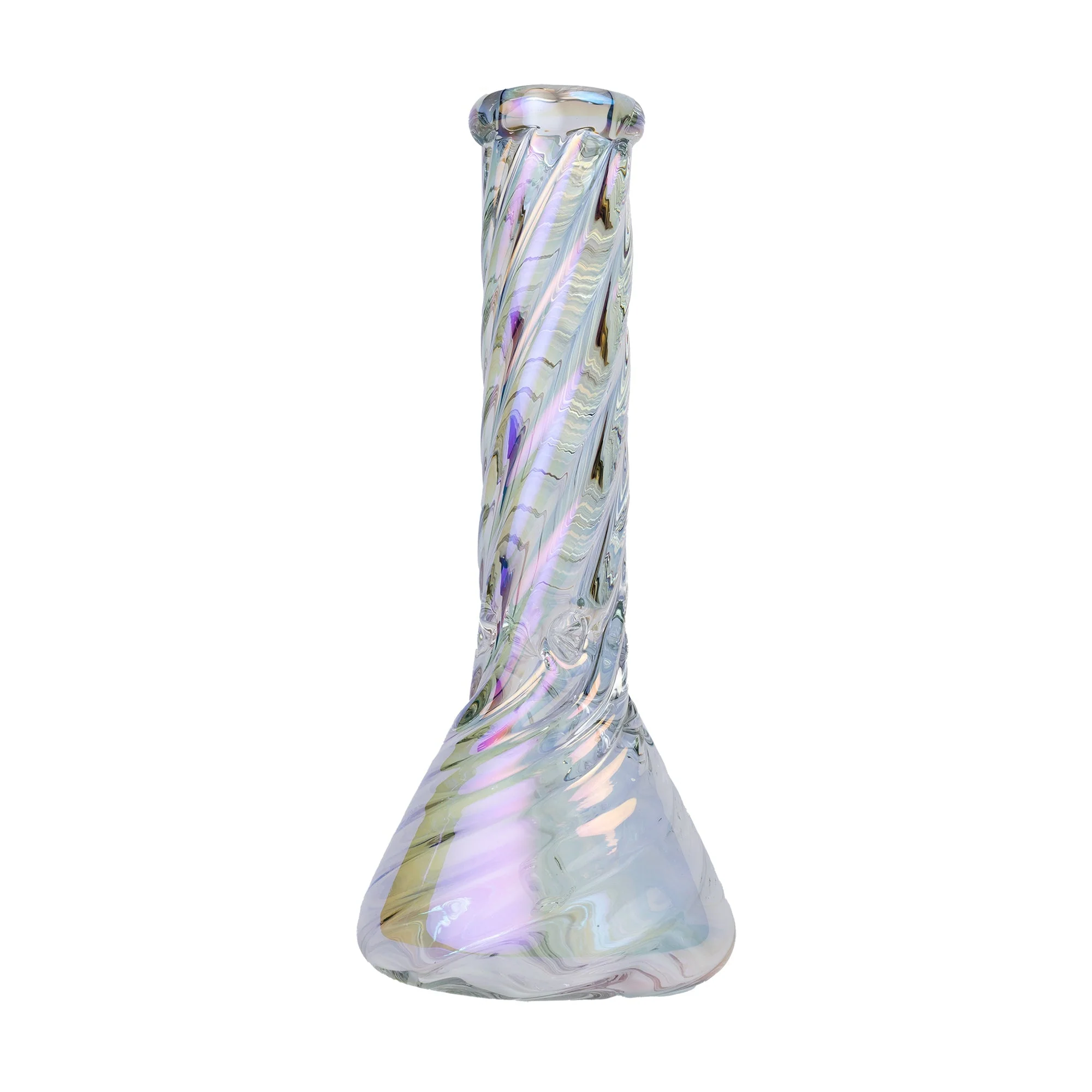 Human Grade Twisted Iridescent Beaker Water Pipe - Image 12