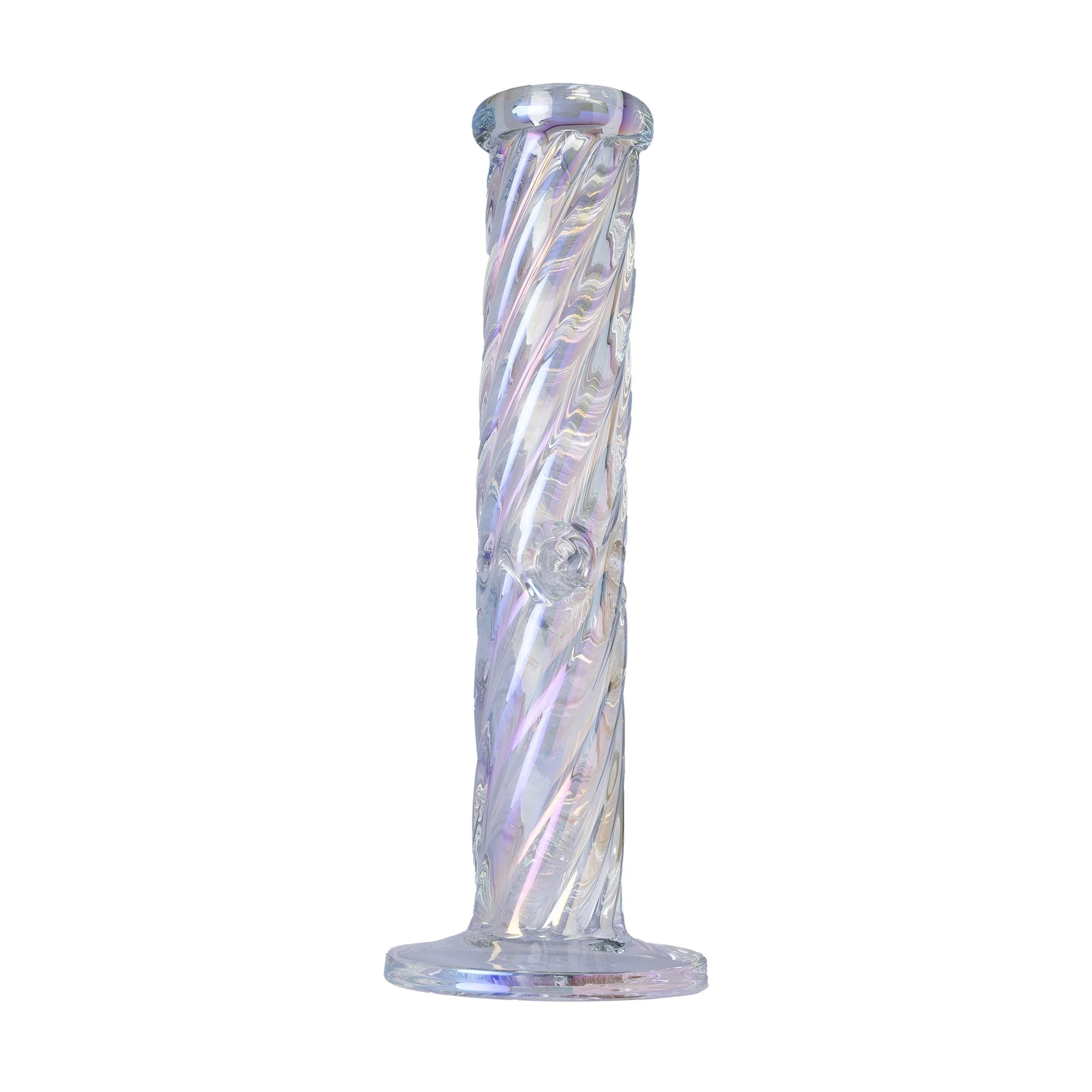 Human Grade Twisted Iridescent Tube Glass Water Pipe - Image 10