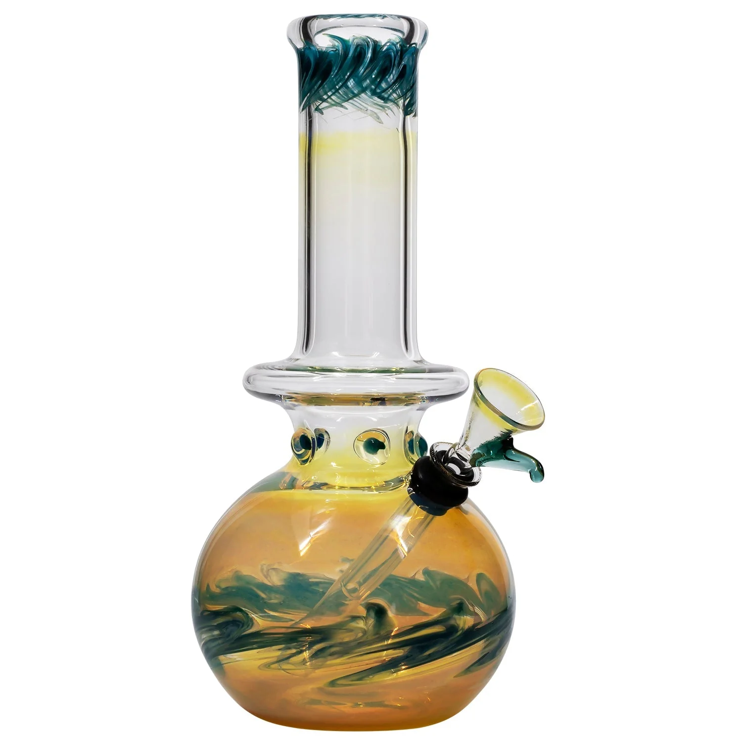 LA Pipes Time Traveler Silver Fumed Pull-Stem Bubble Bong 8" - Image 12
