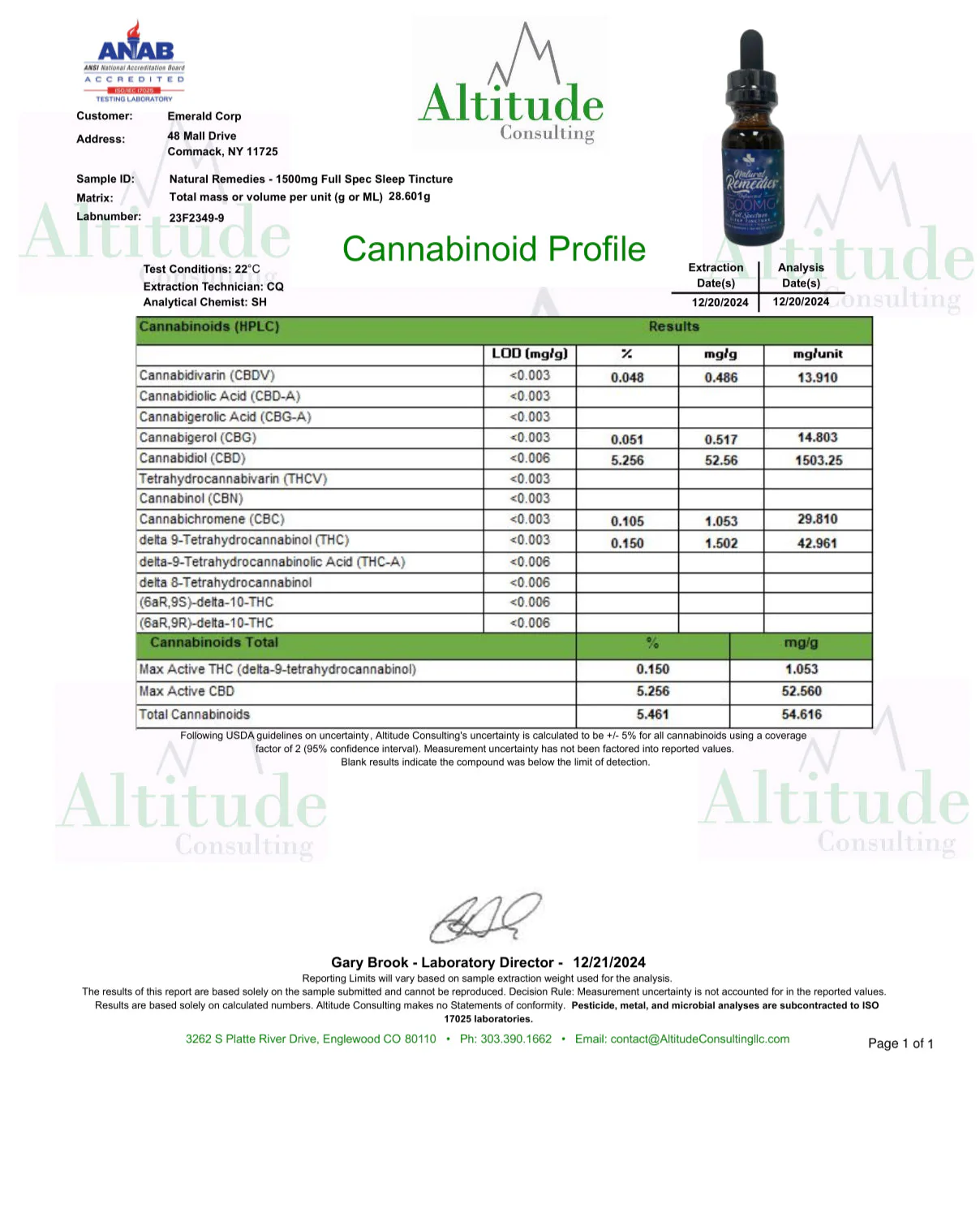 "Sleep" Melatonin Chamomile Organic Full Spectrum CBD Tincture (1500 mg) - Image 2