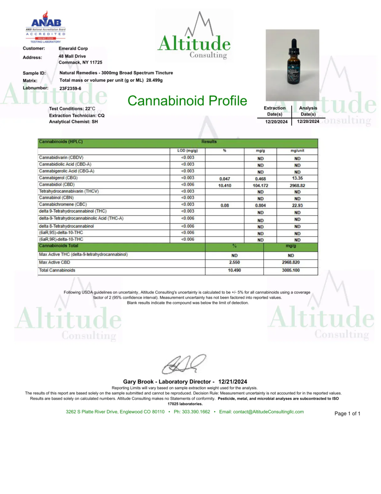 Broad Spectrum Organic CBD Tincture (3000 mg) - Image 2