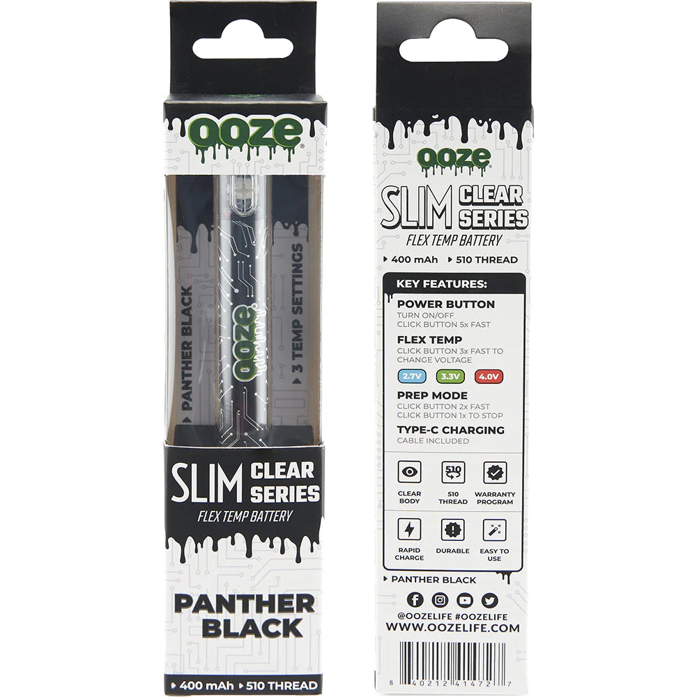 Ooze Slim Clear Pen Battery & Charger (Black) - Image 4