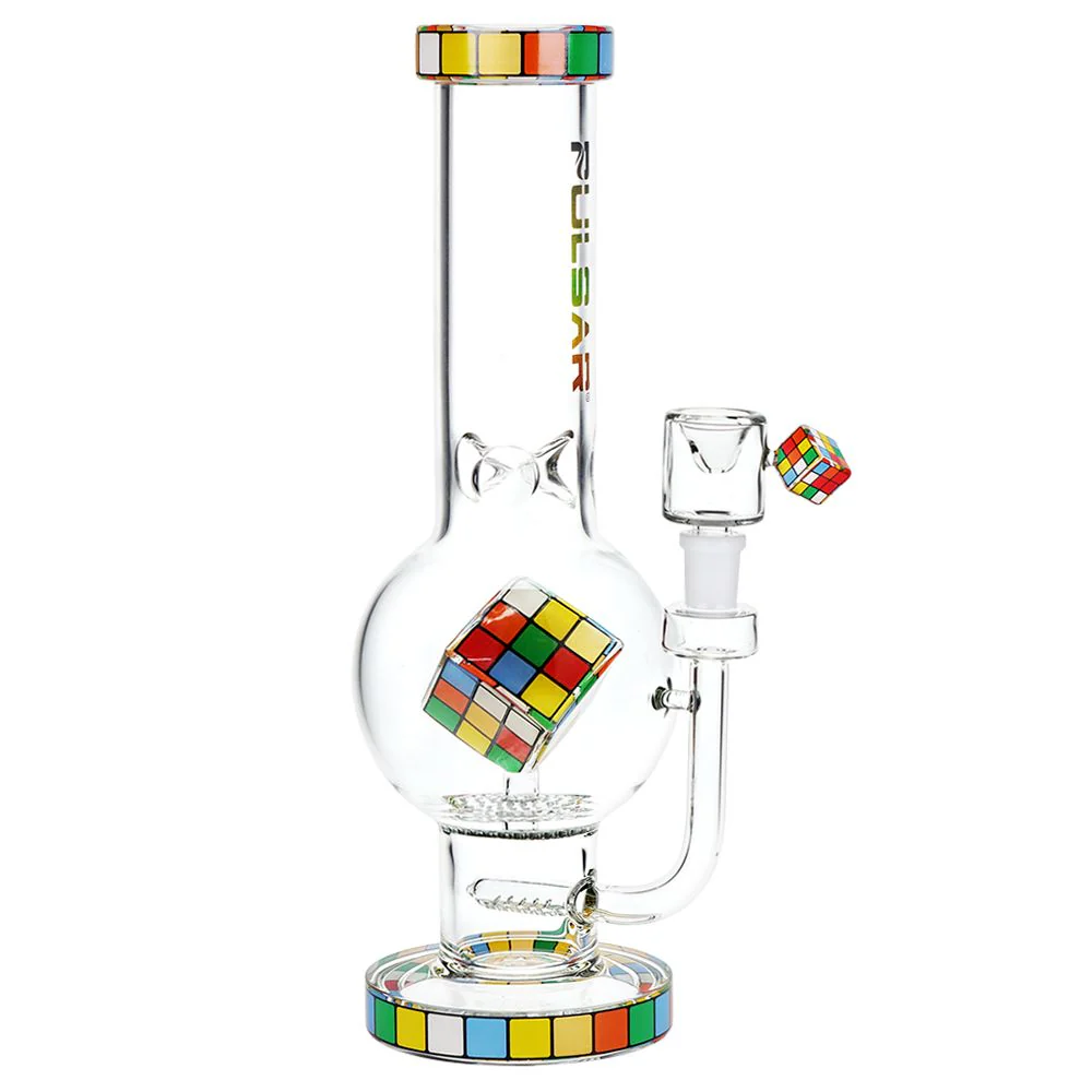 Pulsar Rubik's Cube Perc Bubble Base Glass Water Pipe - Image 7