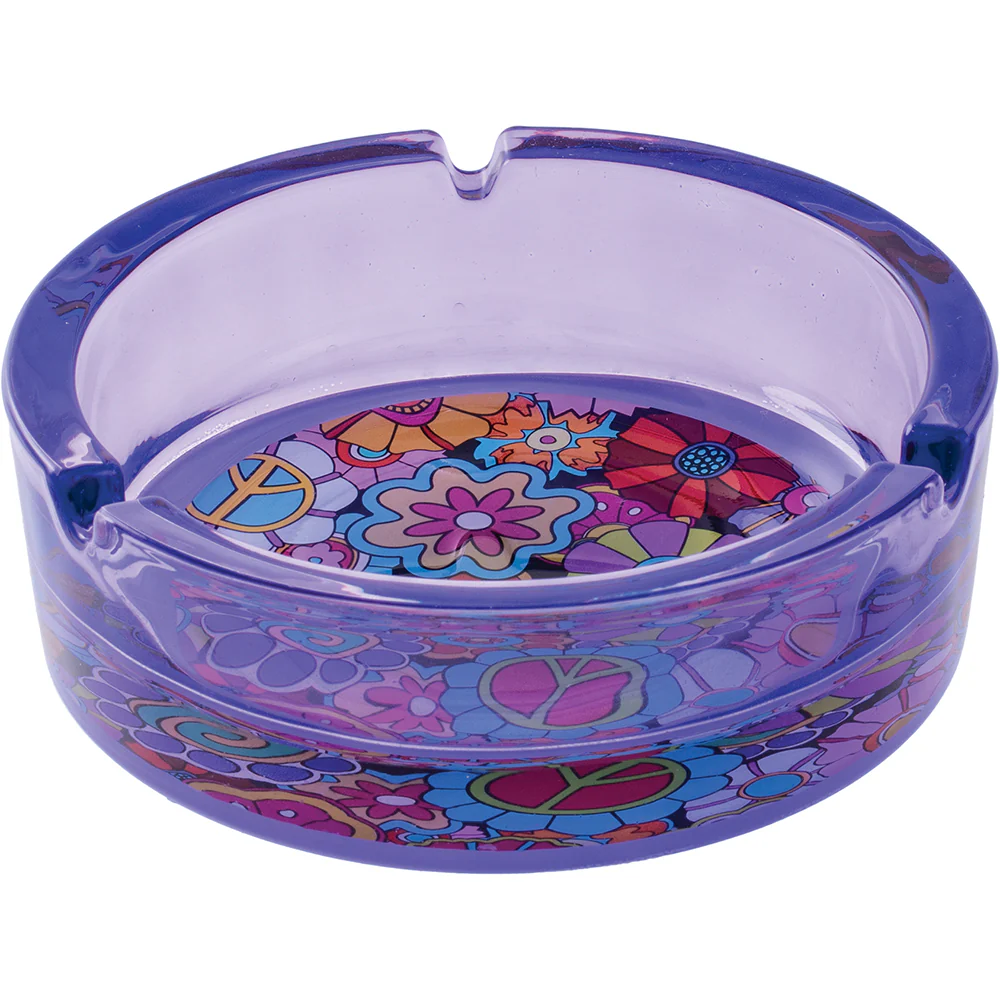 Purple Hippie Flower Glass Ash Tray - Image 4