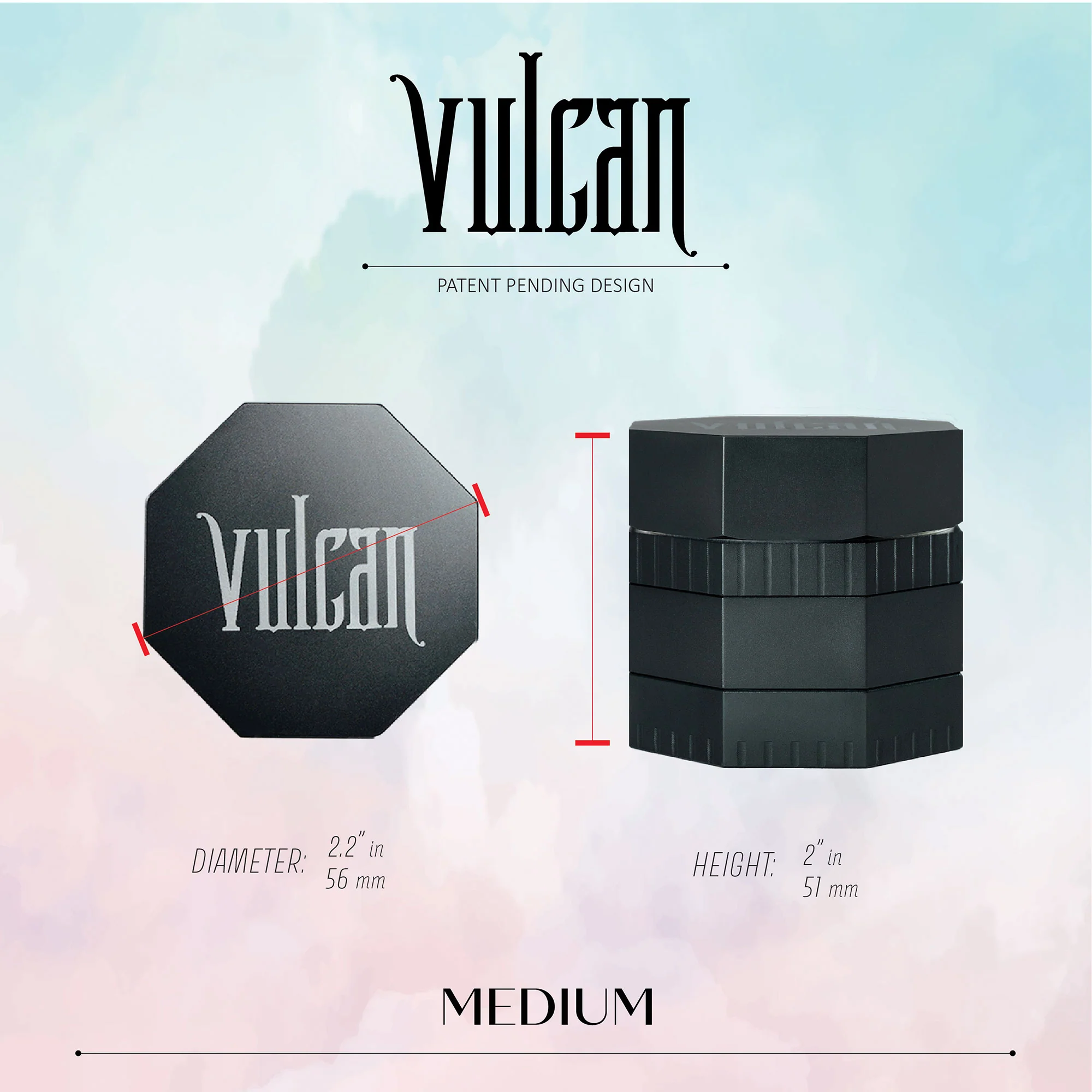 Vulcan 4-Piece Grinder 2.2" (Gun Metal) - Image 3