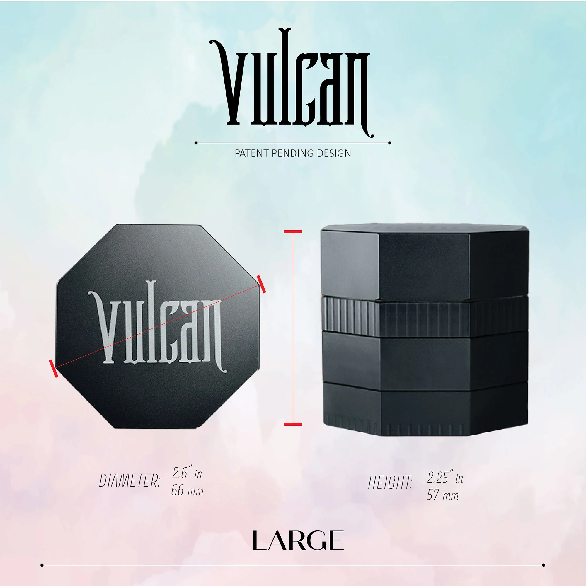 Vulcan 4-Piece Grinder 2.6" (Gun Metal) - Image 3