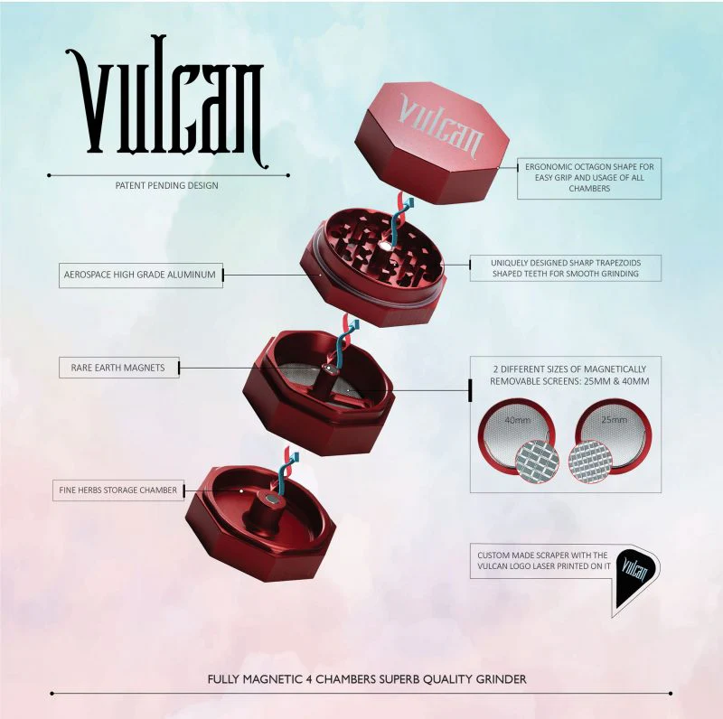 Vulcan 4-Piece Grinder 2.2" (Red) - Image 2