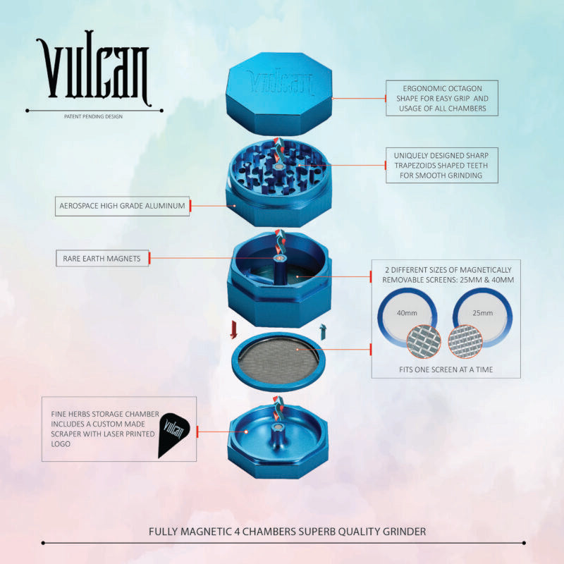 Vulcan 4-Piece Grinder 3" (Blue) - Image 2