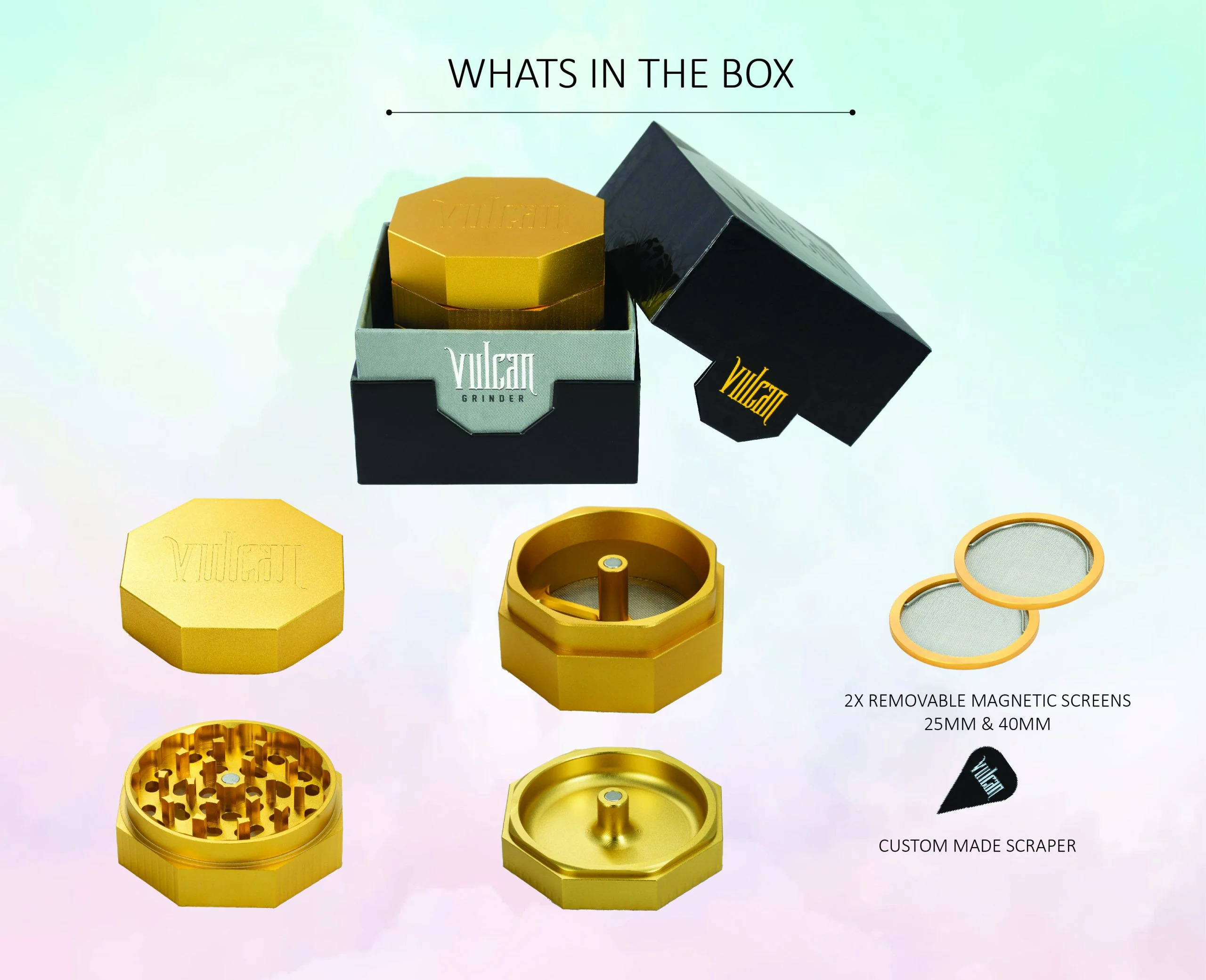 Vulcan 4-Piece Grinder 3" (Gold) - Image 2