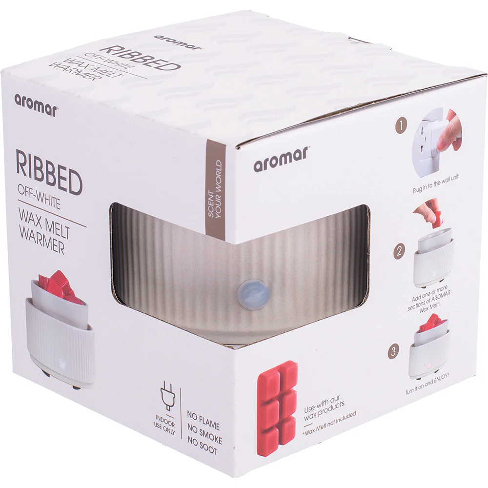 White Ribbed Ceramic Wax Melt Warmer Electric - Image 3